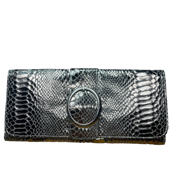 VINTAGE NWT SNAKESKIN (LIKE) LARGE CLUTCH Evening Formal Prom Dance Cocktail - Picture 1 of 11